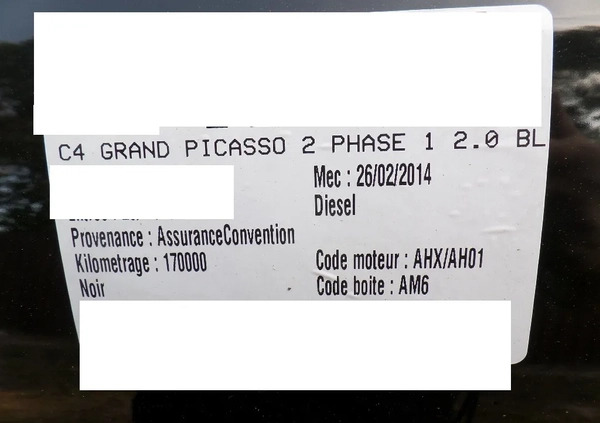 Citroen C4 Grand Picasso cena 26900 przebieg: 170000, rok produkcji 2014 z Wyśmierzyce małe 407
